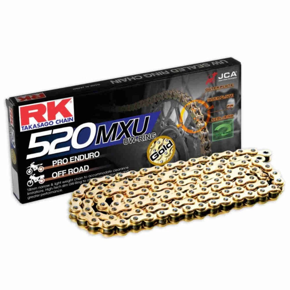 RK CHAIN RACING 520 MXU UW-Ring Motocross Motorrad-Kette gold Antriebskette Moto - Bild 1 von 1