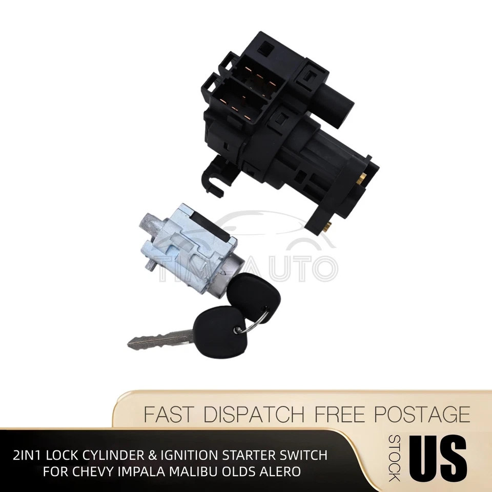 CILINDRO DE BLOQUEO 2 EN 1 E INTERRUPTOR DE ARRANQUE DE ENCENDIDO PARA CHEVY IMPALA MALIBU OLDS ALERO Foto 1 de 4