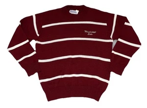 Vintage Mississippi State Sweater Erwachsene M weinrot/weiß gestreift Pullover USA - Bild 1 von 9