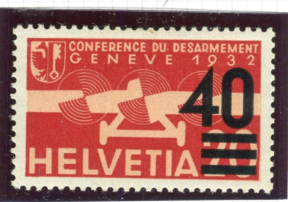 SWITZERLAND; 1930s early Airmail pictorial issue Mint hinged 40/20c. value - Image 1 of 1