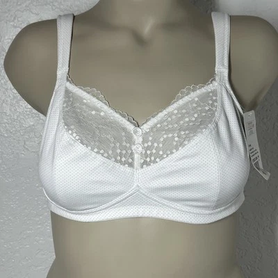 Anita Orely Post Mastectomy Bra 38A White Lace Sheer Cute Sleepwear Wireless - Image 1 of 4