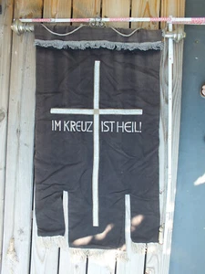 Prozessionsfahne Kirchenfahne - Im Kreuz ist Heil - wohl vor 1900 - Bild 1 von 11