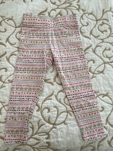 YOUNG GIRLS ISAAC MIZRAHI LEGGINGS SZ 4 (XS) White Pink Gold Purple Hearts stars - Picture 1 of 3