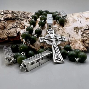 Handmade in Scotland Connemara Marble Celtic Irish Rosary Beads Mysteries Mary - Picture 1 of 18