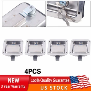 4* Paddle Door Lock Stainless Steel Latch Handle Truck Tool Box Lock+Keys - Picture 1 of 21