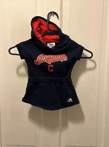 GIRLS SIZE 12M 12 MONTHS Majestic MLB CLEVELAND INDIANS Jersey Dress With Hood - Picture 1 of 7