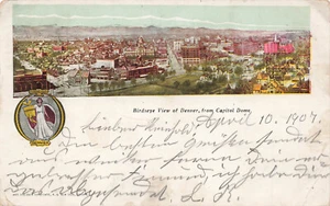 VINTAGE DENVER COLORADO CO POSTCARD BIRD'S EYE VIEW OF CITY UDB 080723 S - Picture 1 of 2