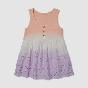 Justice Girls Dip Dye Eyelet Baby Doll Top, Size 10 - Picture 1 of 4