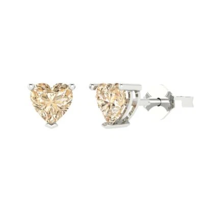 Aretes de morganita para mujer, oro macizo push back (1 cttw, 5 mm, corte corazón) Foto 1 de 4