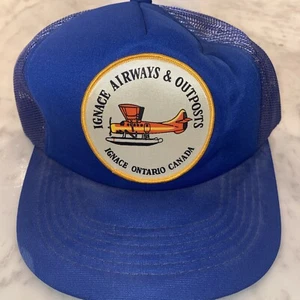 Vintage Ignace Airways & Outposts Ontario Kanada Truckermütze Druckknopflasche - Bild 1 von 6