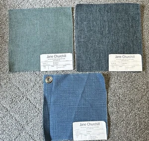 Lot of 3 Jane Churchill Fabric Samples Crispin Cristo Celadon Blue Green Crafts - Picture 1 of 19