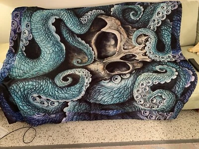 Funda nórdica con patrón de calavera de pulpo doble 1 almohada falsa gótica oscura mística Foto 1 de 4