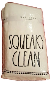 NEW! Rae Dunn Hand Towels🎁❤️Set of 2 SQUEAKY CLEAN LL Brand New w/tag - Picture 1 of 3