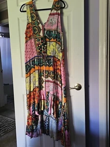 Melissa Paige Size 1X Multi Color Hi Low Ruflle Dress NWT Gorgeous - Picture 1 of 14
