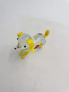 Vtg Murano Clear Glass Standing Dog Decorative Figurine Millefiori Yellow Detail - Picture 1 of 12