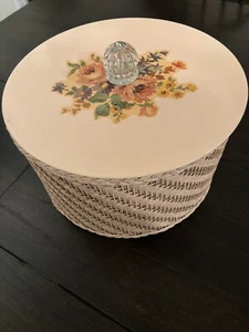Pink Vintage Harvey Sewing Basket with Crystal Knob - Picture 1 of 7