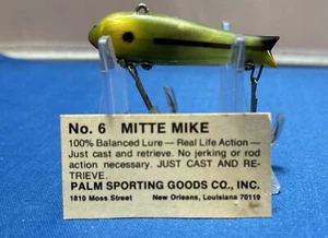 Vintage Palm Sporting Goods No.6 Mitte Mike Fishing Lure, New Orleans, La - Picture 1 of 4