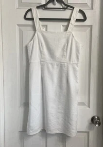 J. Crew Elegant White Sleeveless Sheath Dress Size 6 Linen Blend Summer - Picture 1 of 8