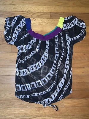 La Perla Chain Mardi Gras Silk Blouse 42 - Image 1 of 4