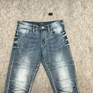 Southpole Jeans Youth Size 18 Moto Slim Fit Medium Wash Stretch Faded Blue Denim - Picture 1 of 12