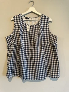 NWT TALBOTS TOP SHIRT WOMEN PLUS 2Xp Gingham 100% Cotton Knit Sleeveless Summer - Picture 1 of 13