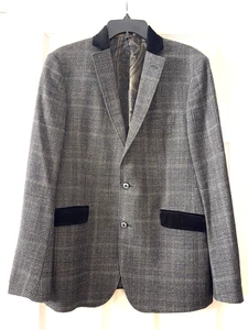 ETRO 50 SPA Blazer grau schwarz 100% Wolle kariert Italy - Bild 1 von 24