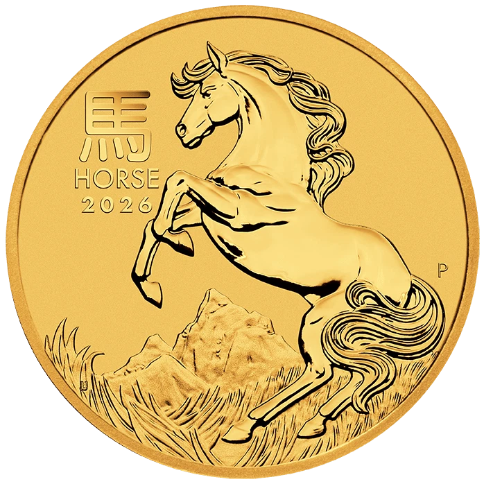 2026 Australia Lunar Series III Year of the Horse 1/20 oz Gold BU Coin - Image 1 of 4