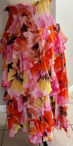 Coco Bianco Skirt Colorful Layers Size Large 5 Inch Waist band Long Skirt - Picture 1 of 4
