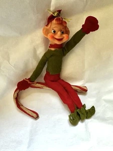 De colección Navidad Elfo Pixie Sobre Bastón de Caramelo Fieltro Cara de Goma - Imagen 1 de 2