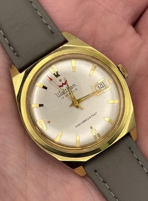 1960s Vintage Waltham Men's Gold & Red Arrow Manual Watch - New/Old Band - RUNS! - image 1 of 4