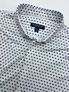 Mizzen + Main Halyard Shirt Men 2XL Classic No Tuck White Geometric Performance - Picture 1 of 9