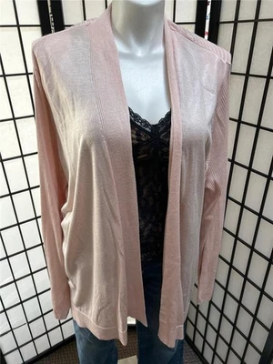 Cárdigan largo abierto tejido suave rosa rubor Liz Claiborne 3X para mujer Foto 1 de 4