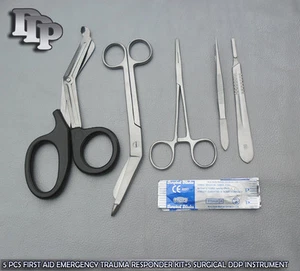 5 STCK. ERSTE HILFE NOTFALL TRAUMA RESPONDER KIT + 5 CHIRURGISCHE KLINGEN #20 Instrumente - Bild 1 von 2