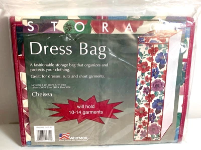 Whitmor Dress Bag Vintage Chelsea Floral Pattern Dust Protection New         B7 - Image 1 of 4