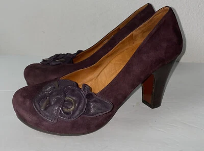 Chie Mihara Mujer’s Bombas Morado Gamuza Tacones Talla 8.5 Foto 1 de 4