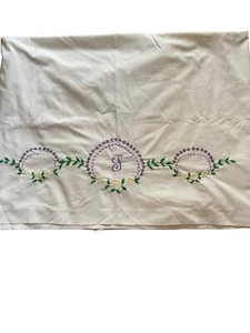 Sábana bajera vintage Pequot sin hierro muselina bordada a mano cama doble 54x76 - Imagen 1 de 2