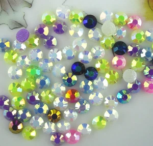 SS16 Hot fix iron 3.6mm jelly AB resin crystal faceted flat back rhinestones - Picture 1 of 3