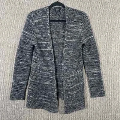 Lord & Taylor Wool Cashmere Blend Cardigan Sweater Medium Gray Chunky Knit Open - Image 1 of 4