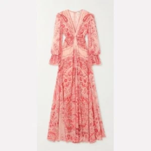 NWT JARDINVUE Pink Print Georgette Maxi Dress Medium runs small Tall - Picture 1 of 7