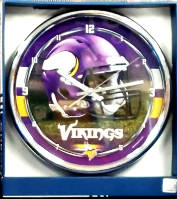 Relógio de parede Minnesota Vikings cromado retrô capacete - Imagem 1 de 4