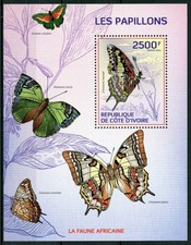 Ivory Coast Butterflies Stamps 2014 MNH Butterfly Insects Fauna 1v S/S