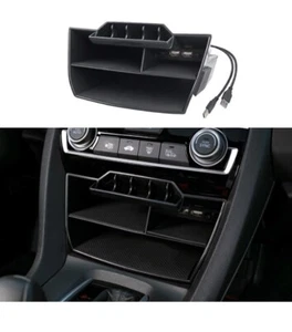 Black Center Console Storage Insert Tray w/USB Cable For Honda Civic 10th Gen - Picture 1 of 8