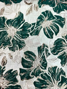 DARK GREEN GOLD Floral Brocade Fabric (60 in.) Sold By The Yard - Picture 1 of 1