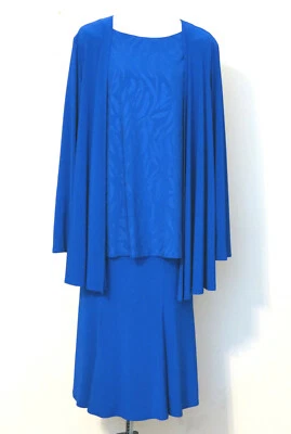 Conjunto de vestido blusa falda y cárdigan para mujer Anthony L azul patrón traje 3 piezas Foto 1 de 4