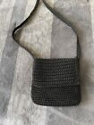 The Stone Black Knit Shoulder Bag Purse Zipper Closure Boho Woven Crochet Summer