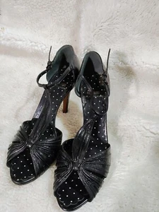 Moschino Barato y Chic Tacones con Tirantes 37.5 Correa para el Tobillo Punta abierta Pin-up Negro - Imagen 1 de 9