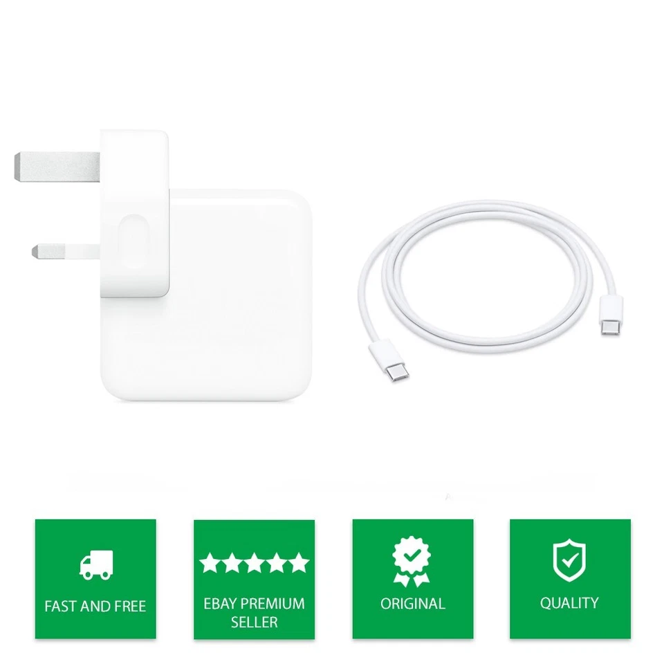 Genuine Apple 30W USB-C Macbook Pro & Air Power Adapter Charger With Cable A2164 - Image 1 of 4