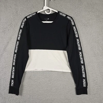 Hollister Women’s Long Sleeve T-shirt Size Small Black and White  - Image 1 of 4