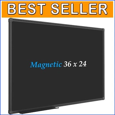 Magnetic Chalkboard 36x24 with Elegant Black Aluminum Frame for Home & Office - Image 1 of 4
