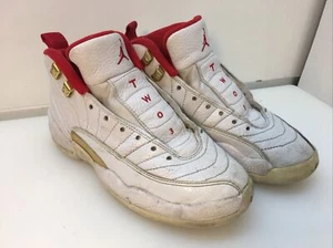 Nike Air Jordan 12 XII Retro FIBA Shoes White Red 153265‑107 4Y NO LACES Jumpman - Picture 1 of 13